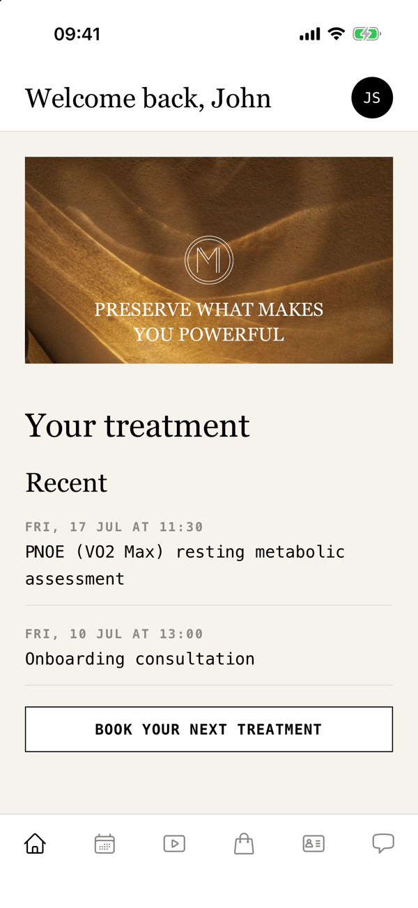 Medworks app Home screen